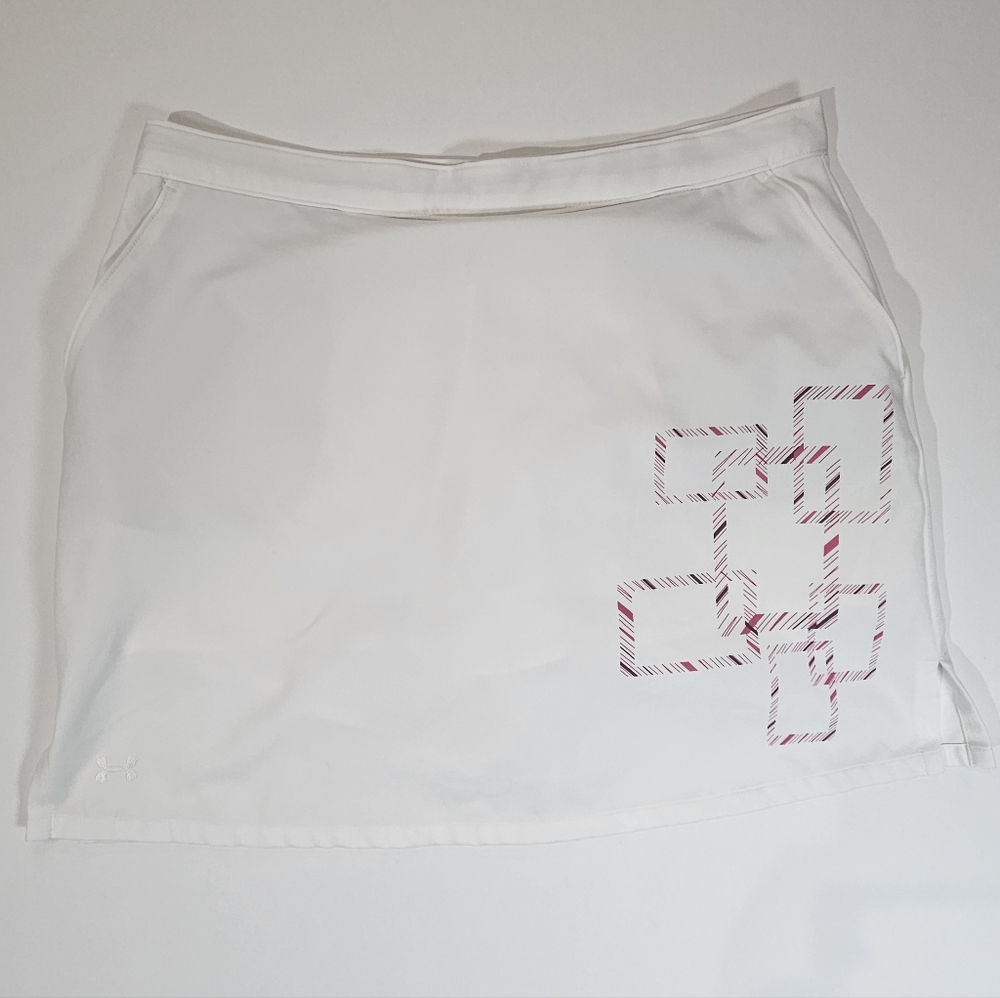 Under Armour Performance Skort Womens Size 8 White Pink Golf Ready Tennis‎ Prep